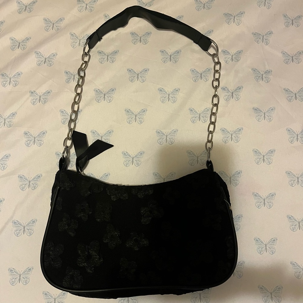 Black floral purse